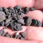 Close-up of the cinders on the ground