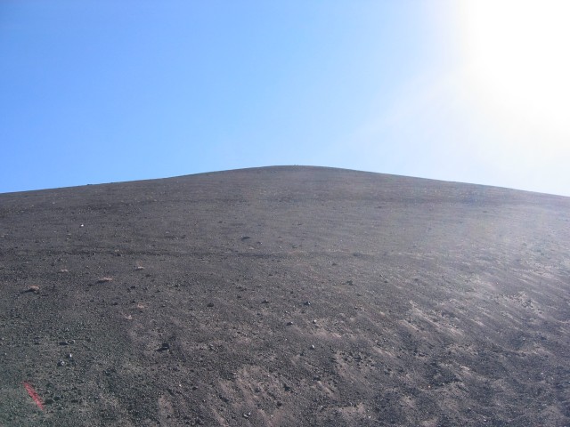 Looking up the side of Cinder Cone from the trail to the top