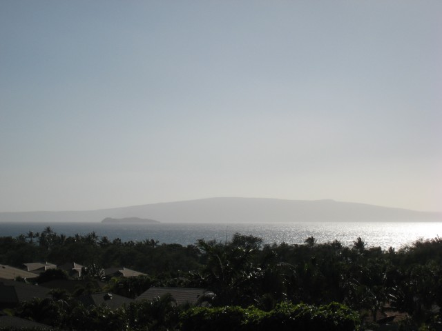 View from the resort parking lot. The islands visible are Molokini, and Kahoolawe in the background.