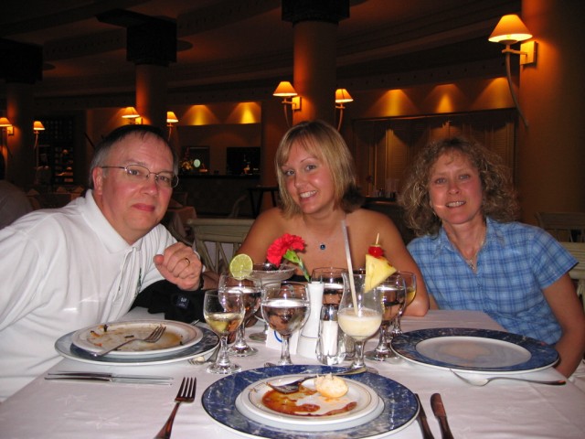 Dad, Lindsay, and Mom in Restaurant