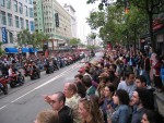 Dykes on Bikes waiting for traffic